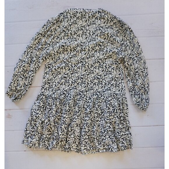 Zara Black & White Abstract Floral Print Long Sleeve Mini Dress - Size S - Picture 7 of 10
